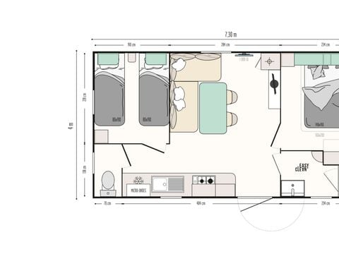MOBILHOME 5 personnes - Mobil home Confort 27m² - 2 chambres + terrasse semi-couverte + TV 2/5 pers