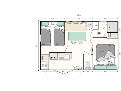 MOBILHOME 4 personnes - Mobil-home Confort 22m² - 2 chambres - terrasse semi-couverte +TV 4 pers