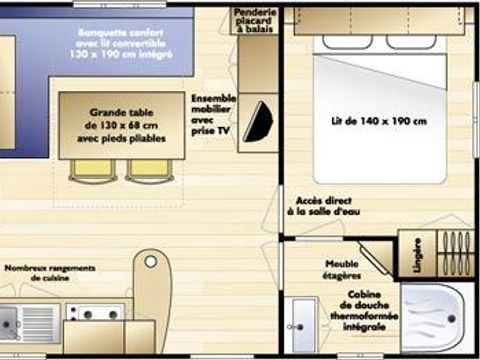MOBILHOME 5 personnes - LOFT avec Terrasse couverte et climatisation (4 adultes maxi) - 2 Chambres.