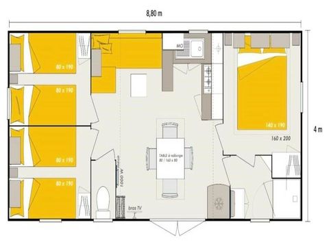 Mobilhome 8 personnes - Premium 4 Pièces 6/8 Personnes + TV