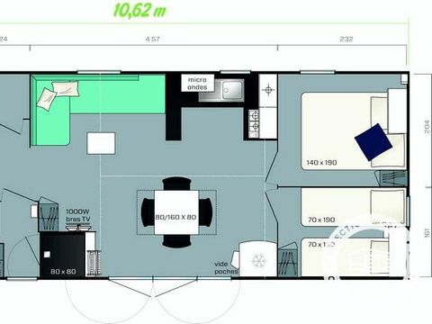 Mobilhome 8 personnes - 5 pièces 8 personnes + TV