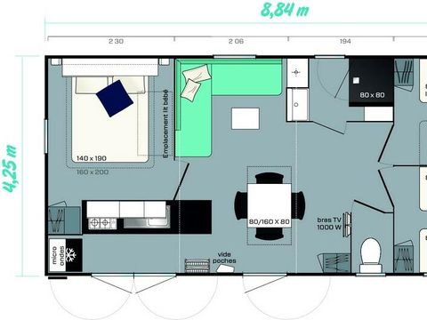 Mobilhome 6 personnes - 4 Pièces 6 Personnes+ TV