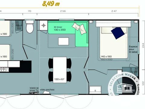 Mobilhome 4 personnes - 3 Pièces 4 Personnes + TV