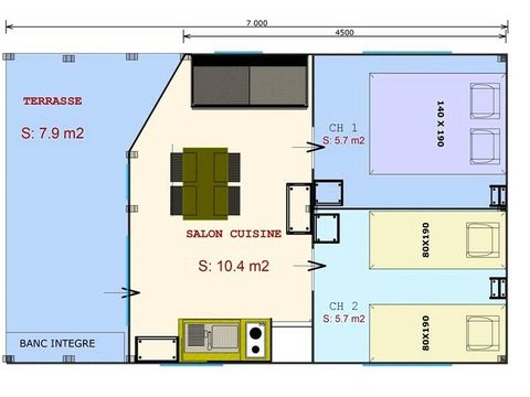Tente en toile et en bois 4 personnes - Confort 3 Pièces 4 Personnes Sans Sanitaires
