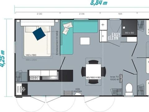 Mobilhome 6 personnes - Comfort XL | 3 Ch. | 6 Pers. | Terrasse surélevée | Clim. | TV
