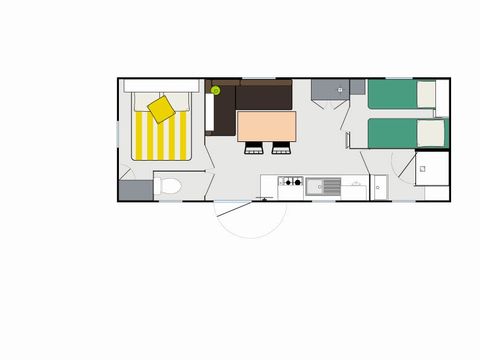 Mobilhome 6 personnes - Comfort XL | 2 Ch. | 4/6 Pers. | Terrasse surélevée | Clim. | TV