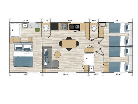 MOBILHOME 6 personnes - TULUM, LUXE - 3 Chambres - DIMANCHE