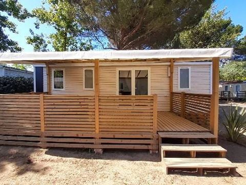 MOBILHOME 6 personnes - Premium | 3 Ch. | 6 Pers. | Terrasse surélevée | 1 SDB | Clim.