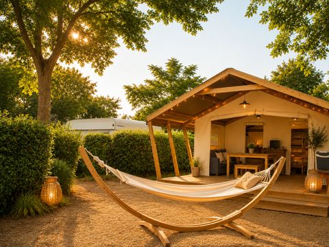 Tente en toile et en bois 5 personnes - Tente Lodge 2ch 5 pers