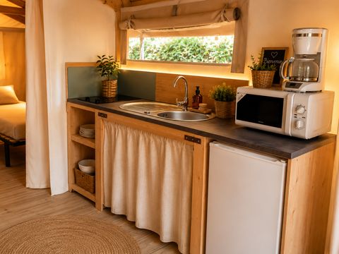 Tente en toile et en bois 5 personnes - Tente Lodge 2ch 5 pers