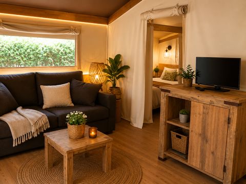 Tente en toile et en bois 5 personnes - Tente Lodge 2ch 5 pers