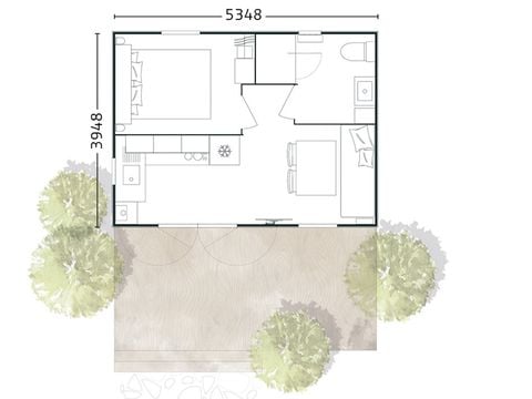 MOBILHOME 4 personnes - Mobil home Confort 20m² (1 chambre) + Terrasse 2/4 pers