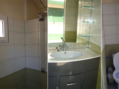 BUNGALOW TOILÉ 5 personnes - Bungalow Toilé Standard 20m² 2 chambres - sanitaire individuel extérieur + Auvent - sans clim 1/5 pers