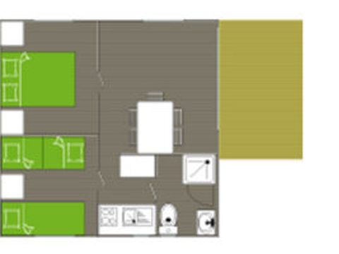 MOBILHOME 4 personnes - MOBIL-HOME STANDARD IDÉAL SANS CLIMATISATION 2 chambres, 21 m²