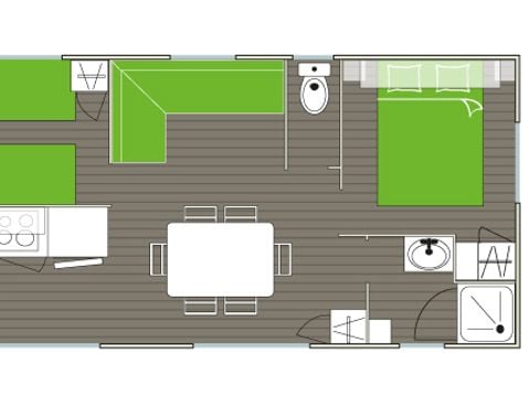 MOBILHOME 6 personnes - Mobil-home Confort 29m² 2 chambres - avec clim 1/6 pers