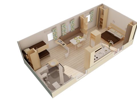 MOBILHOME 6 personnes - Mobilhome Confort PMR 36m² (2 chambres) Terrasse semi-couverte + clim