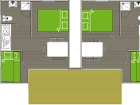 CHALET 8 personnes - Chalet Double Standard 35m² 4 chambres - sans clim 1/8 pers