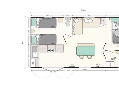 Mobilhome 4 personnes - Seychelle 28.90m2 - 2 chambres