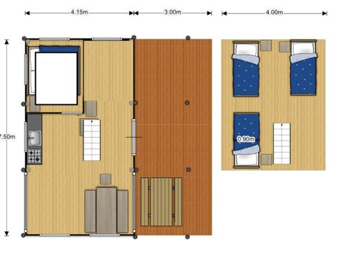 BUNGALOW TOILÉ 5 personnes - Tente Lodge