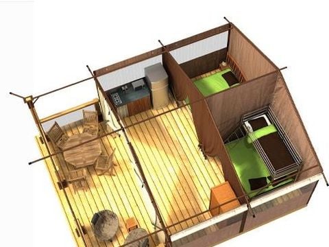TENTE 5 personnes - Freeflower Confort 40m² (2 chambres) - sans sanitaire + terrasse couverte