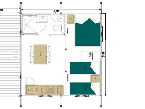 TENTE 4 personnes - Wood Lodge Confort 30 m² (2 chambres) - avec sanitaire