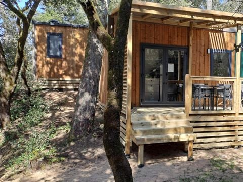 MOBILHOME 2 personnes - NEW//Homeflower Premium 18m² - 1 chambre + Terrasse semi-couverte + LV + TV + Draps + Clim -