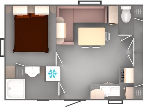 MOBILHOME 6 personnes - Mobil-home Confort 34m² (3 chambres) - terrasse couverte + TV 6 pers. 