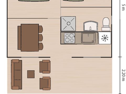 TENTE TOILE ET BOIS 5 personnes - Valkanela - Tente safari + sanitaires