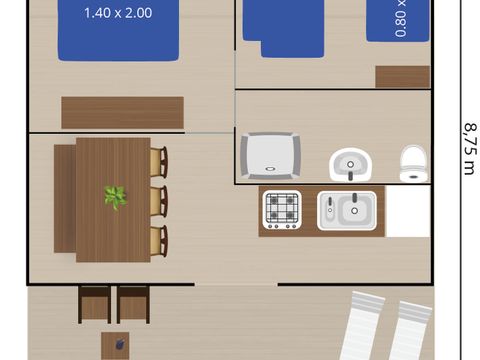 TENTE TOILE ET BOIS 5 personnes - Valkanela - Tente safari + sanitaires + climatisation (5P)