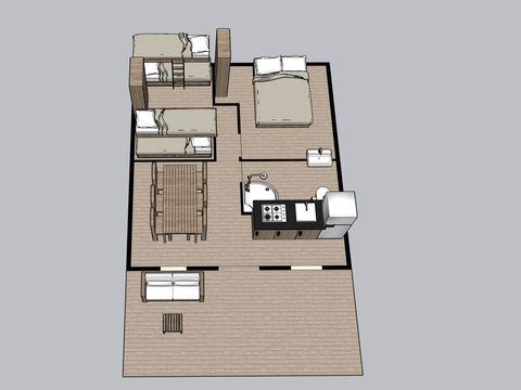 TENTE TOILE ET BOIS 6 personnes - Tente safari coucher de soleil + sanitaires + air conditionné (6P)