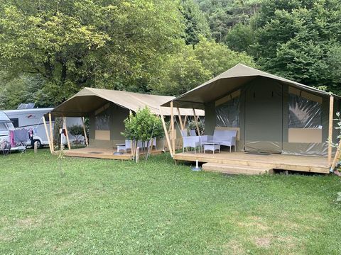 Tente en toile et en bois 5 personnes - Valkanela - Tente safari Harmony