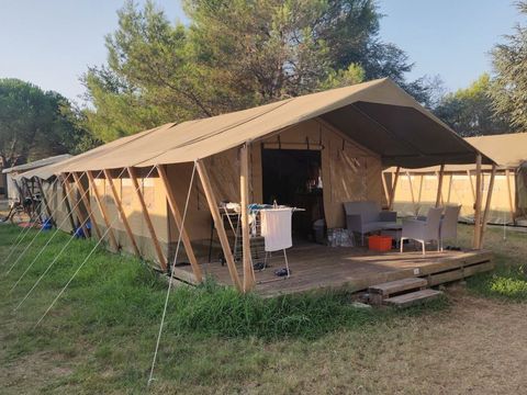 Tente en toile et en bois 5 personnes - Valkanela - Tente safari Harmony