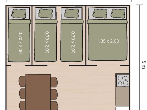 TENTE TOILE ET BOIS 5 personnes - Valkanela - Tente safari Harmony