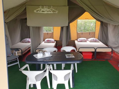 Tente en toile et en bois 5 personnes - Valkanela - Tente safari Harmony