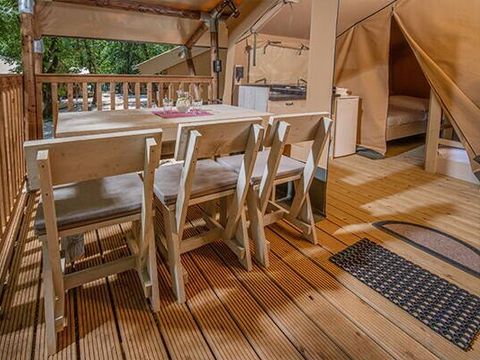 Tente en toile et en bois 5 personnes - Super Lodge | 2 Ch. | 4/5 Pers. | Terrasse simple