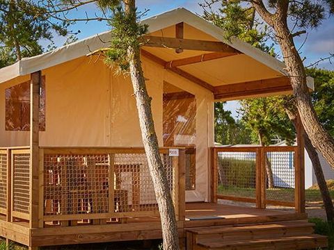 Tente en toile et en bois 5 personnes - Super Lodge | 2 Ch. | 4/5 Pers. | Terrasse simple