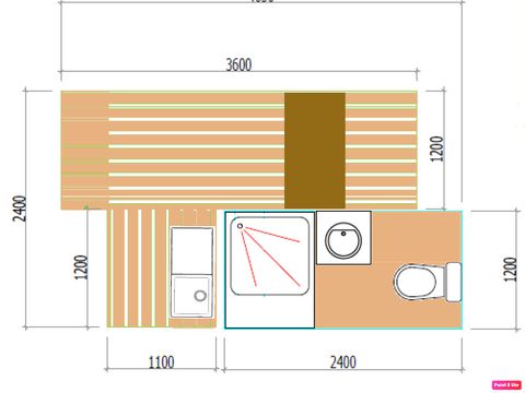 Emplacement - Forfait Premium : emplacement 6A équipé d'une Freecamp (cabane avec sanitaires)