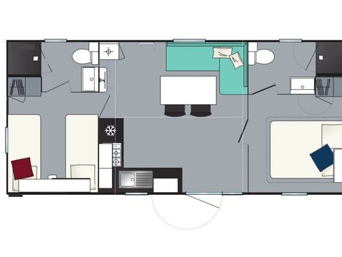 MOBILHOME 6 personnes - Mobil-home Evasion+ 6 personnes 2 chambres 31m²