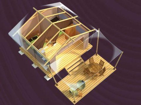 Tente en toile et en bois 5 personnes - Lodge Bali sans sanitaires