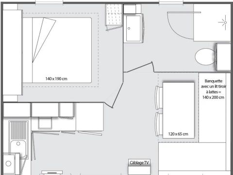 MOBILHOME 2 personnes - Résidence Mobile 17.5 m² / terrasse 8 m² / 1 chambre - 1/2 pers.