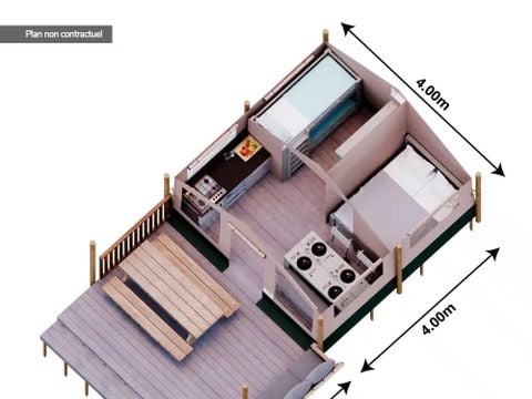 TENTE TOILE ET BOIS 4 personnes - CABANE SUR PILOTIS (4 personnes)