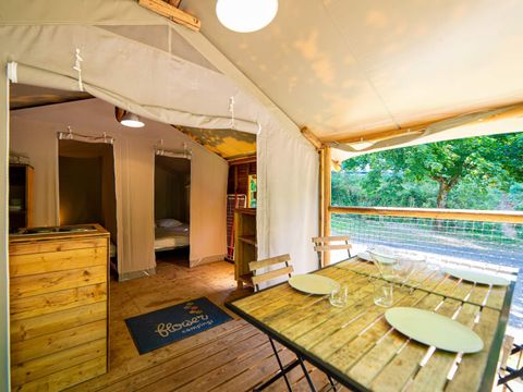 Tente en toile et en bois 4 personnes - ECOLODGE CONFORT sans sanitaires
