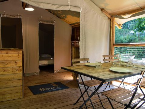 Tente en toile et en bois 4 personnes - ECOLODGE CONFORT sans sanitaires