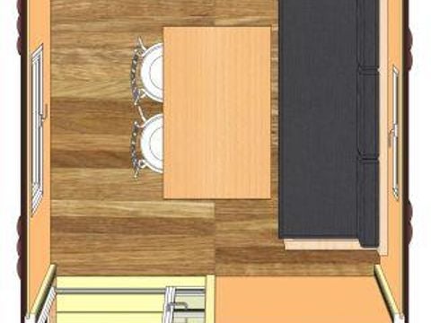 HÉBERGEMENT INSOLITE 3 personnes - Roulotte 21m² 1 chambre + terrasse semi-couverte