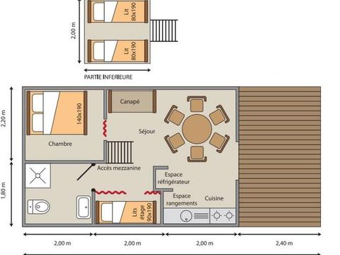 Tente en toile et en bois 5 personnes - Cabane du Trappeur 24m² CONFORT 2 chambres + climatisation