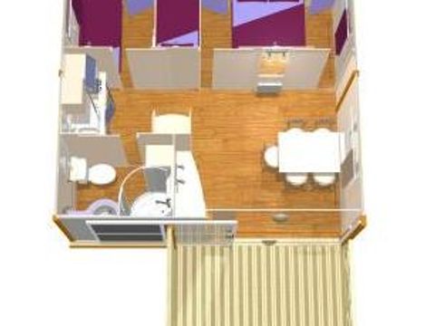 CHALET 5 personnes - 28m² CONFORT 2 chambres + terrasse semi-couverte