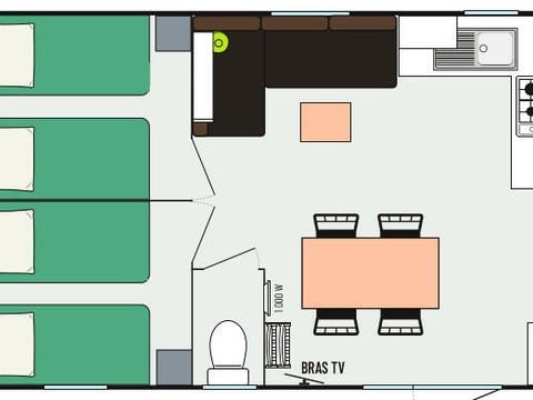 Mobilhome 6 personnes - 4 Pièces - TV