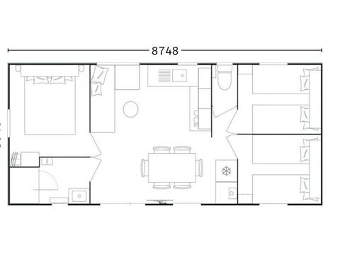 MOBILHOME 6 personnes - Mobil-home | Comfort | 3 Ch. | 6 Pers. | Terrasse surélevée | 1 SDB | Clim.