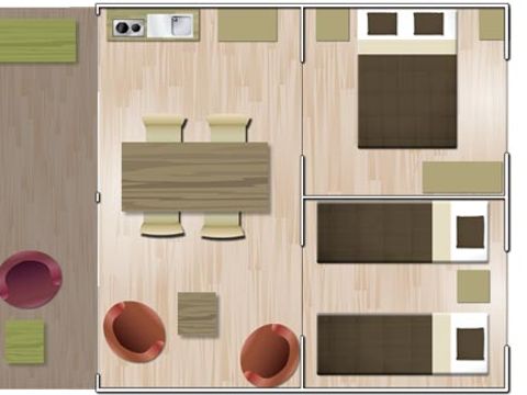 TENTE 5 personnes - Confort 37 m² 2 chambres (sans sanitaires)