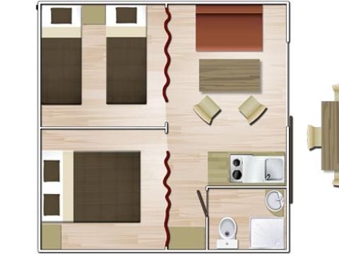 BUNGALOW TOILÉ 6 personnes - Standard  25 m² 2 chambres